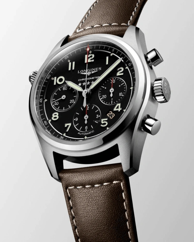 Longines,Spirit 42mm,42mm,Stainless Steel,Black,Automatic,Chronograph,Date,Column Wheel,L3,L3.820.4.53.0
