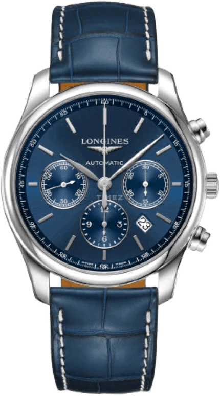 Longines,Master 42mm,42mm,Stainless Steel,Blue,Automatic,Chronograph,Day,Column Wheel,L2,L2.759.4.92.0