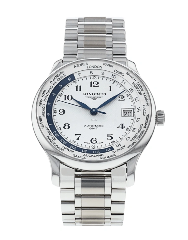 Longines,Master 39mm,39mm,Stainless Steel,Beige,Automatic,Day,World Time,Day / Night Indication,L2,L2.631.4.70.6