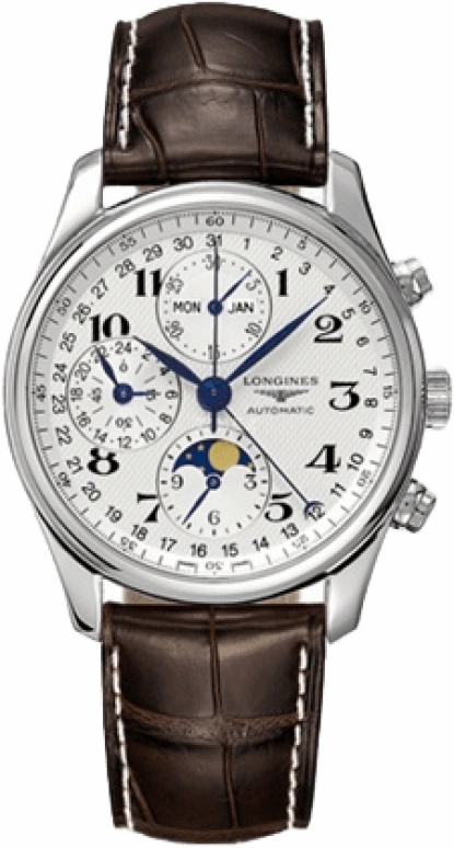 Longines,Master 40mm,40mm,Stainless Steel,Silver,Automatic,Chronograph,Moonphase,Month,Date,66hours,In-house Caliber,L2,L2.673.4.78.3