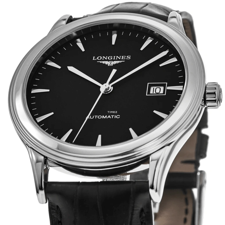 Longines,Flagship 40mm,40mm,Stainless Steel,Black,Automatic,Day,64hours,L4,L4.984.4.52.2