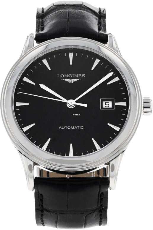 Longines,Flagship 40mm,40mm,Stainless Steel,Black,Automatic,Day,64hours,L4,L4.984.4.52.2