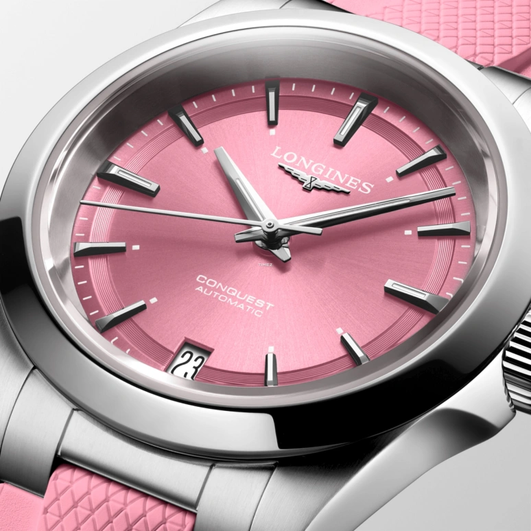 Longines,Sport 34mm,34mm,Stainless Steel,Pink,Automatic,Day,Anti-magnetic,L3,L3.430.4.99.9