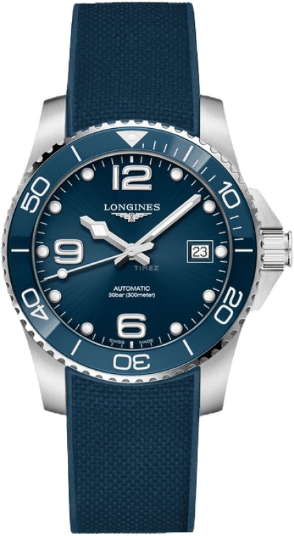 Longines,HydroConquest 39mm,39mm,Ceramic,Stainless Steel,Blue,Automatic,Date,64hours,L3,L3.780.4.96.9