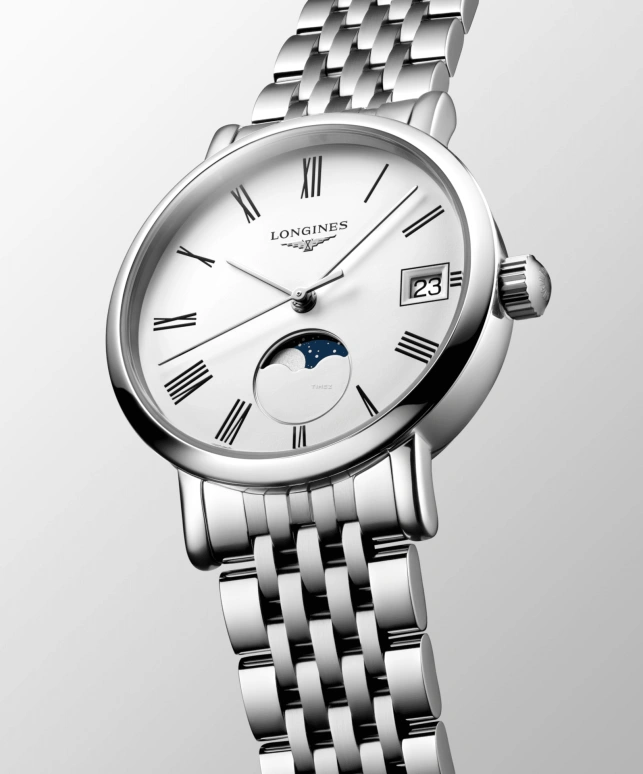 Longines,Elegant 30mm,30mm,Stainless Steel,White,Quartz,Moonphase,Day,L4,L4.330.4.11.6