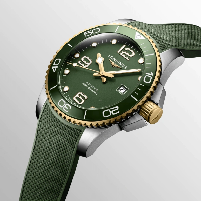 Longines,HydroConquest 43mm,43mm,Ceramic,Stainless Steel,Green,Automatic,Date,64hours,L3,L3.782.3.06.9