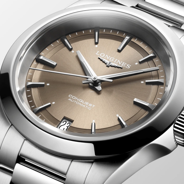 Longines,Conquest 34mm,34mm,Stainless Steel,Brown,Automatic,Day,72hours,L3,L3.430.4.62.6