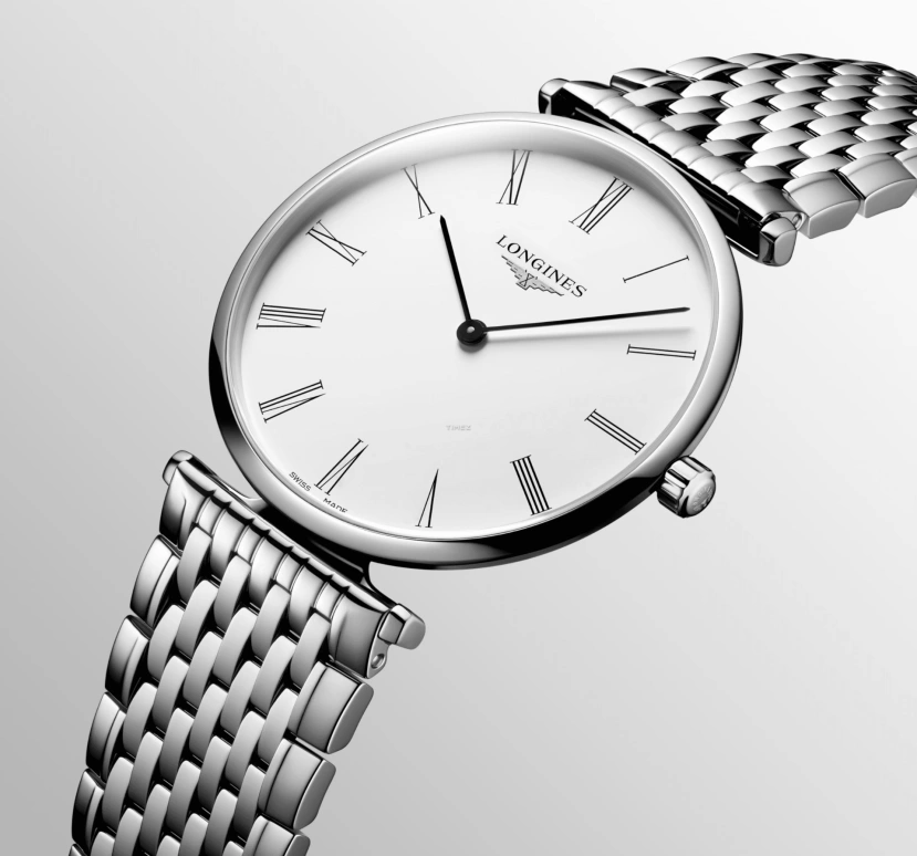 Longines,La Grande Classique 43mm,43mm,Stainless Steel,White,Quartz,In-house Caliber,Sapphire,Crystal Glass,L4,L4.866.4.11.C