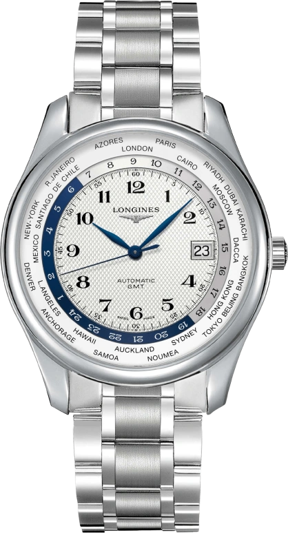Longines,Master 42mm,42mm,Stainless Steel,Silver,Automatic,Date,World Time,L2,L2.802.4.70.6