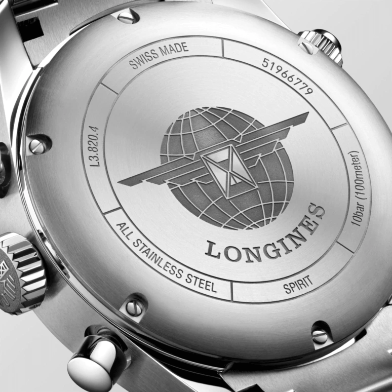 Longines,Spirit 42mm,42mm,Stainless Steel,Silver,Automatic,Chronograph,Date,Column Wheel,L3,L3.820.4.73.6