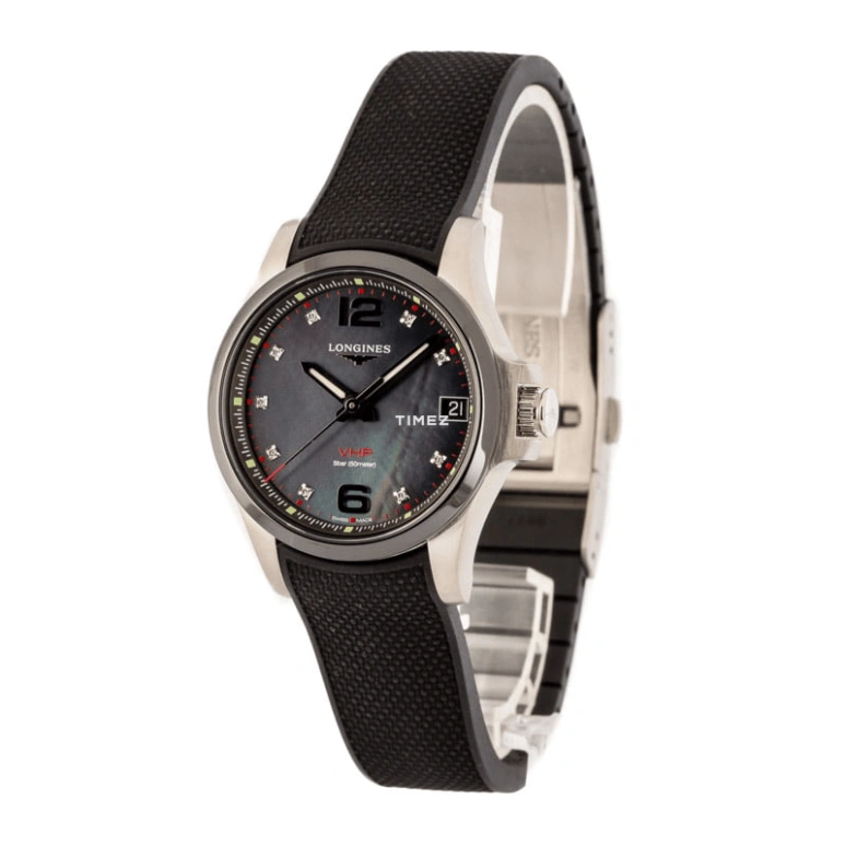 Longines,Conquest V.H.P. 36mm,36mm,Stainless Steel,Ceramic,Black,Quartz,Day,In-house Caliber,L3,L3.319.4.88.9