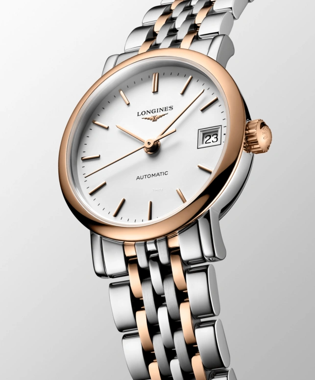 Longines,Elegant 25.50mm,25.50mm,Stainless Steel,Rose Gold,White,Automatic,Day,40hours,L4,L4.309.5.19.7