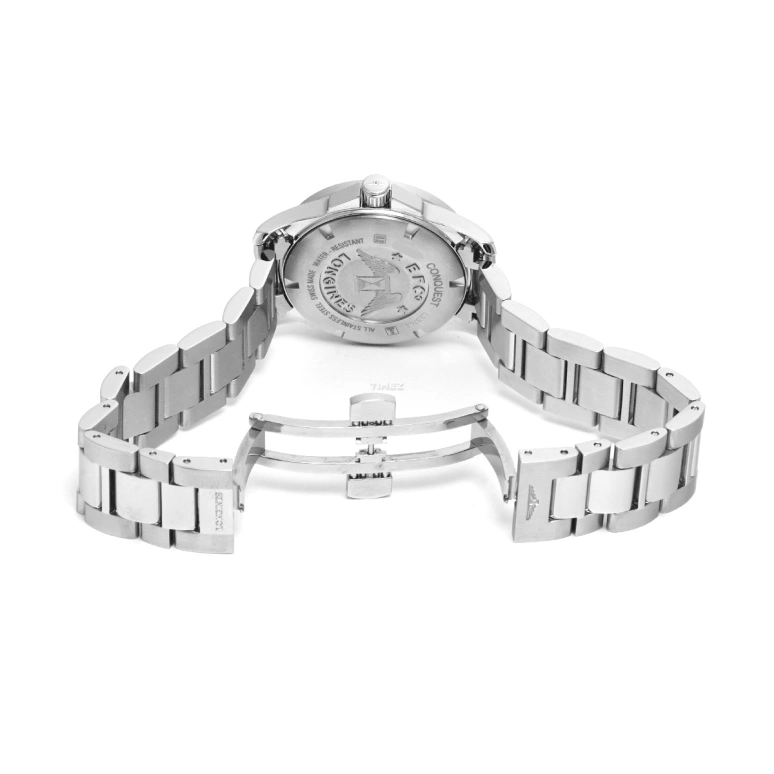 Longines,Conquest 29.50mm,29.50mm,Stainless Steel,White,Quartz,Day,26280hours,L3,L3.376.4.16.6
