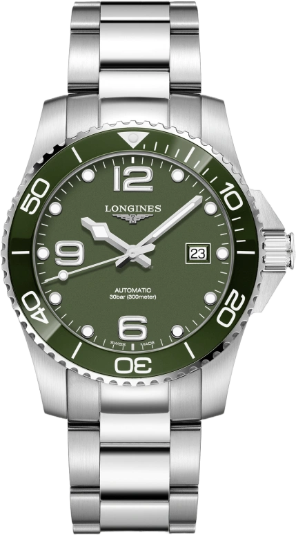 Longines,HydroConquest 41mm,41mm,Stainless Steel,Green,Automatic,Date,65hours,L3,L3.781.4.06.6