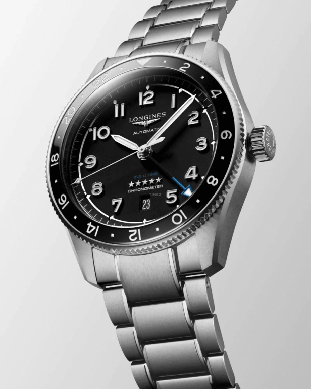 Longines,Spirit 42mm,42mm,Stainless Steel,Black,Automatic,Date,65hours,L3,L3.812.4.53.6