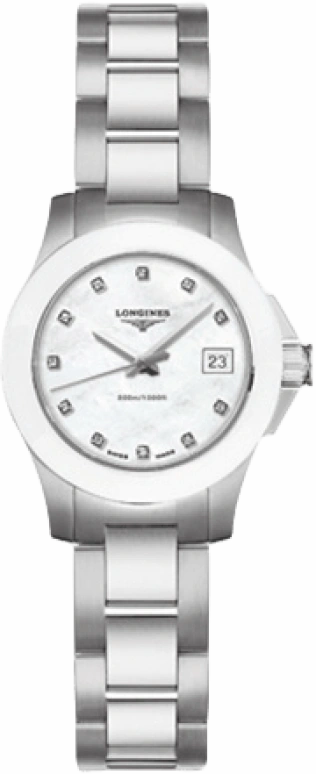 Longines,Conquest 25mm,25mm,Ceramic,Stainless Steel,Quartz,Date,26280hours,L3,L3.157.4.87.6