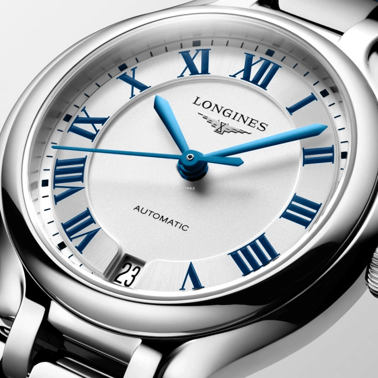 Longines,PrimaLuna 34mm,34mm,Stainless Steel,Silver,Automatic,Day,64hours,L8,L8.124.4.71.2