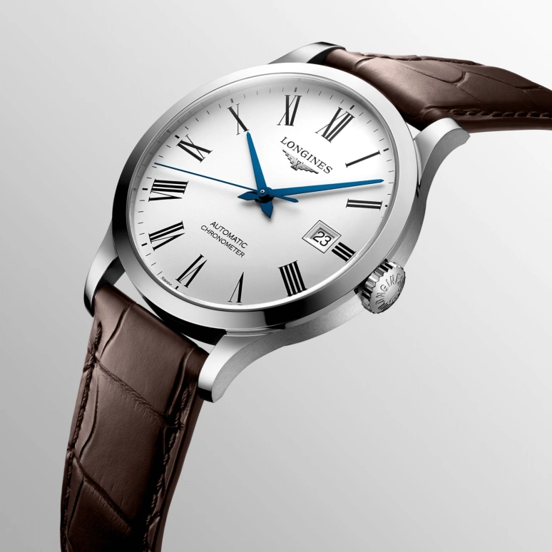 Longines,Record 40mm,40mm,Stainless Steel,White,Automatic,Date,64hours,L2,L2.821.4.11.2
