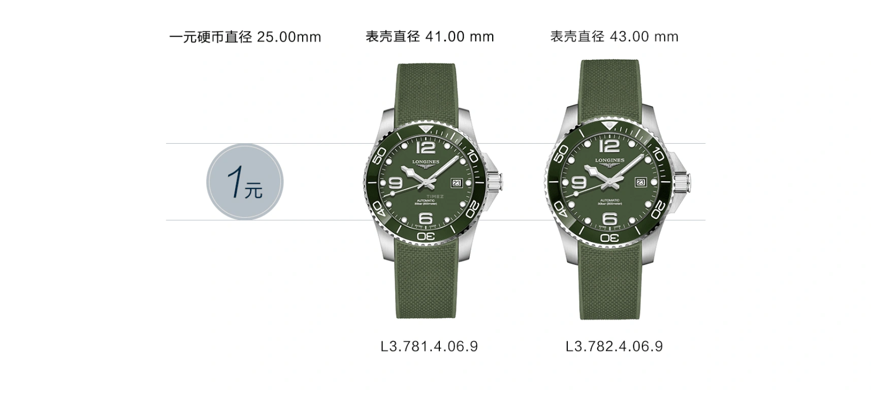 Longines,HydroConquest 41mm,41mm,Stainless Steel,Green,Automatic,Date,65hours,L3,L3.781.4.06.9