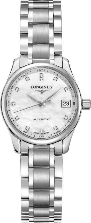 Longines,Master 25.50mm,25.50mm,Stainless Steel,White,Automatic,Date,40hours,L2,L2.128.4.87.6