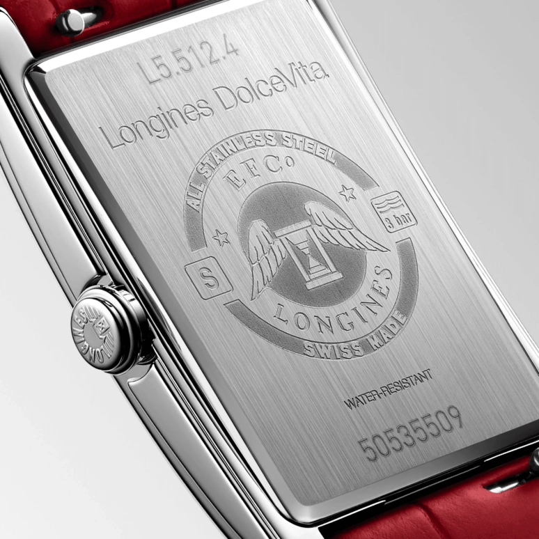 Longines,DolceVita 23mm,23mm,Stainless Steel,Red,Quartz,26280hours,In-house Caliber,L5,L5.512.4.91.2