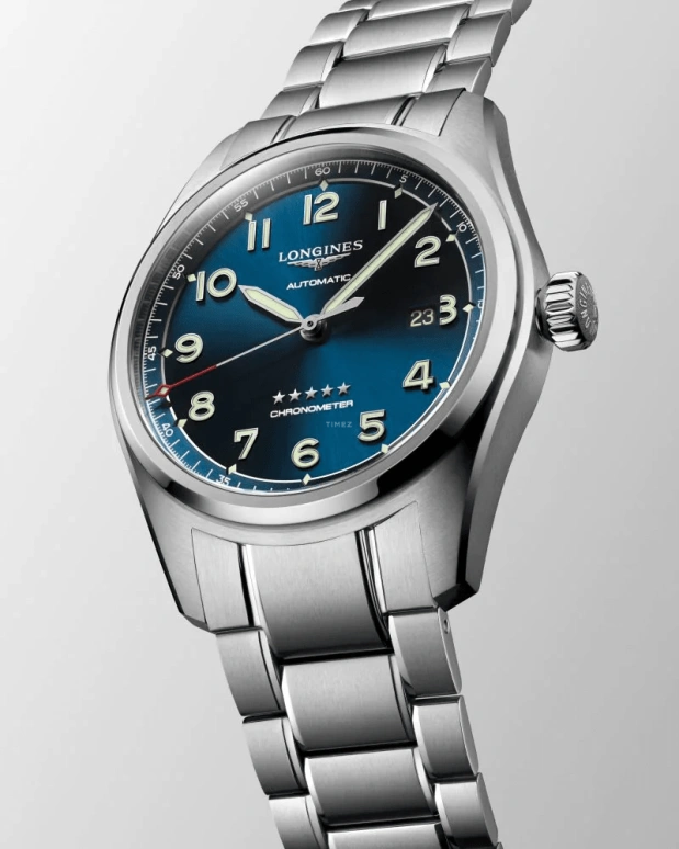 Longines,Spirit 42mm,42mm,Stainless Steel,Blue,Automatic,Date,64hours,L3,L3.811.4.93.6