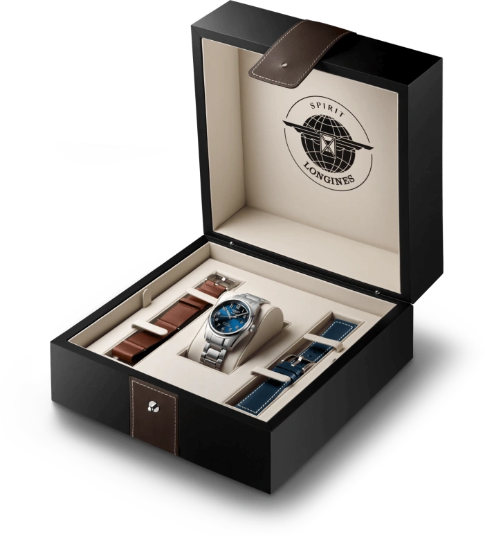 Longines,Spirit 40mm,40mm,Stainless Steel,Blue,Automatic,Date,64hours,L3,L3.810.4.93.9