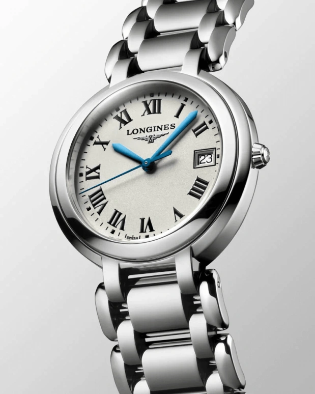 Longines,PrimaLuna 34mm,34mm,Stainless Steel,Silver,Quartz,Date,26280hours,L8,L8.114.4.71.6