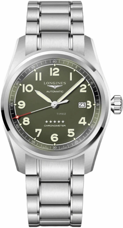 Longines,Spirit 42mm,42mm,Stainless Steel,Green,Automatic,Date,64hours,L3,L3.811.4.03.6