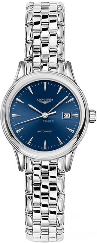 Longines,Flagship 30mm,30mm,Stainless Steel,Blue,Automatic,Date,40hours,L4,L4.374.4.92.6