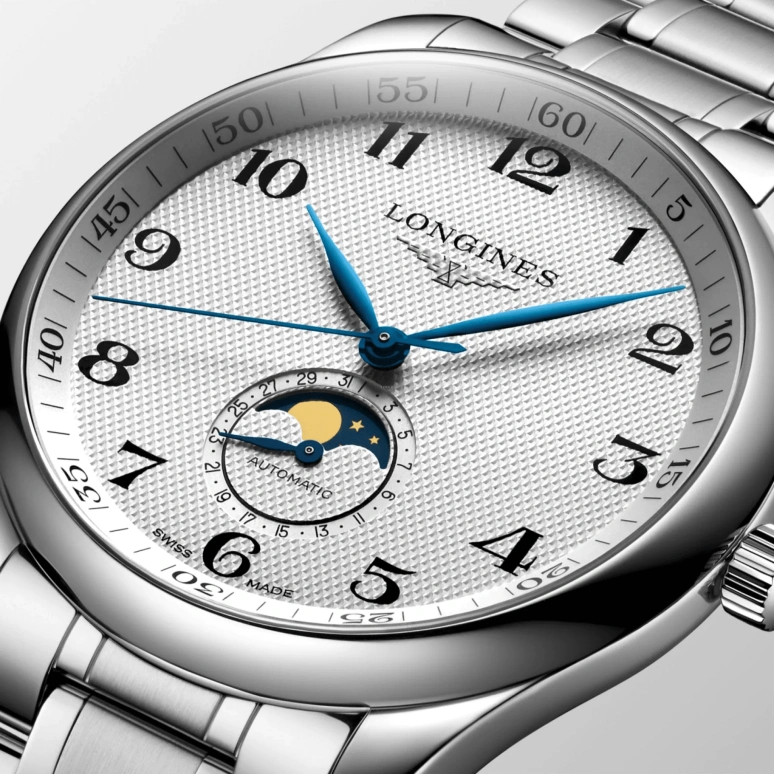 Longines,Master 42mm,42mm,Stainless Steel,Silver,Automatic,Moonphase,Date,L2,L2.919.4.78.6