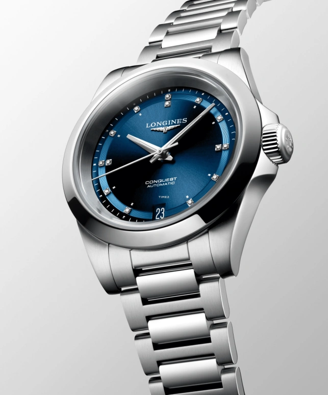 Longines,Conquest 34mm,34mm,Stainless Steel,Blue,Automatic,Day,72hours,L3,L3.430.4.97.6