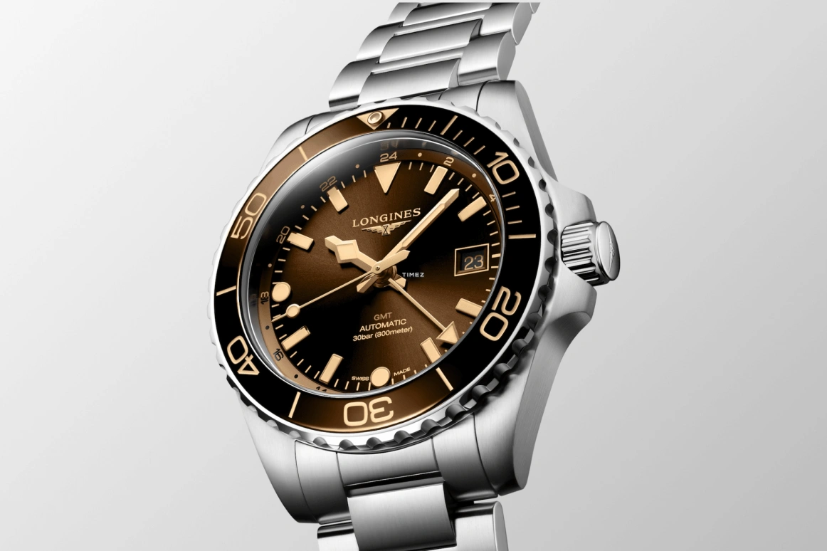 Longines,HydroConquest 41mm,41mm,Stainless Steel,Brown,Automatic,Day,Dule Time,L3,L3.790.4.66.6