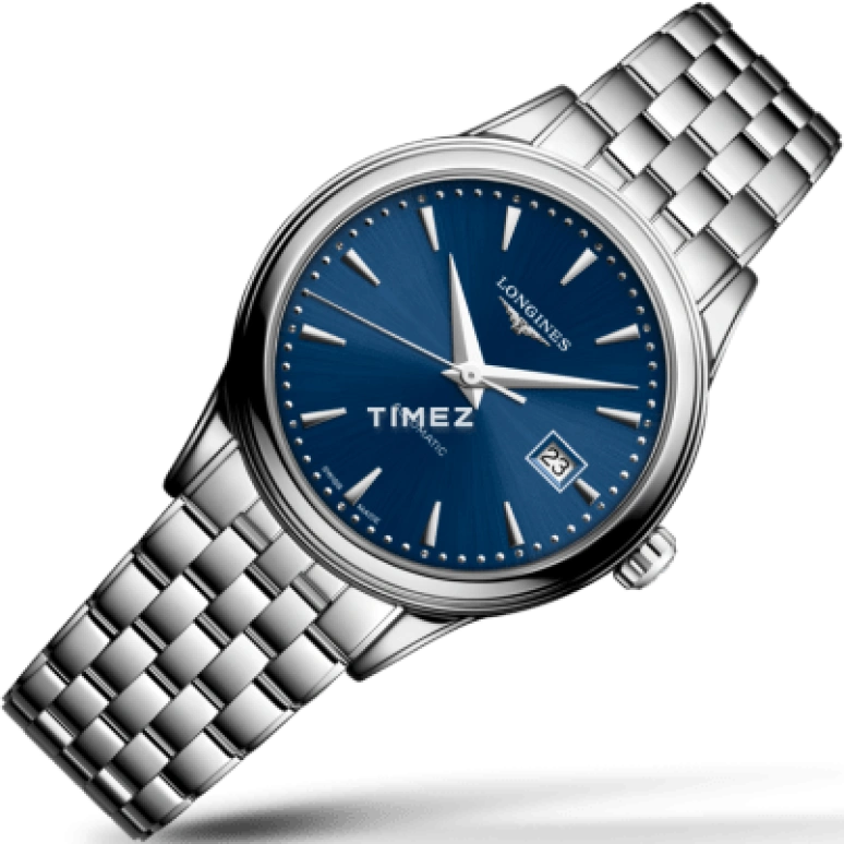 Longines,Flagship 30mm,30mm,Stainless Steel,Blue,Automatic,Day,45hours,L4,L4.374.4.98.6