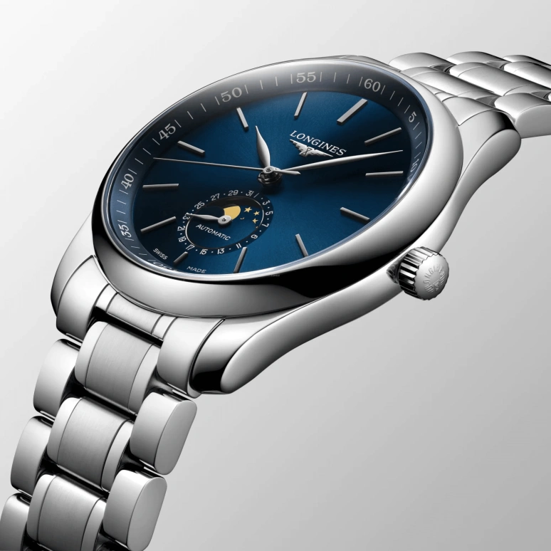 Longines,Master 40mm,40mm,Stainless Steel,Blue,Automatic,Moonphase,Day,L2,L2.909.4.92.6