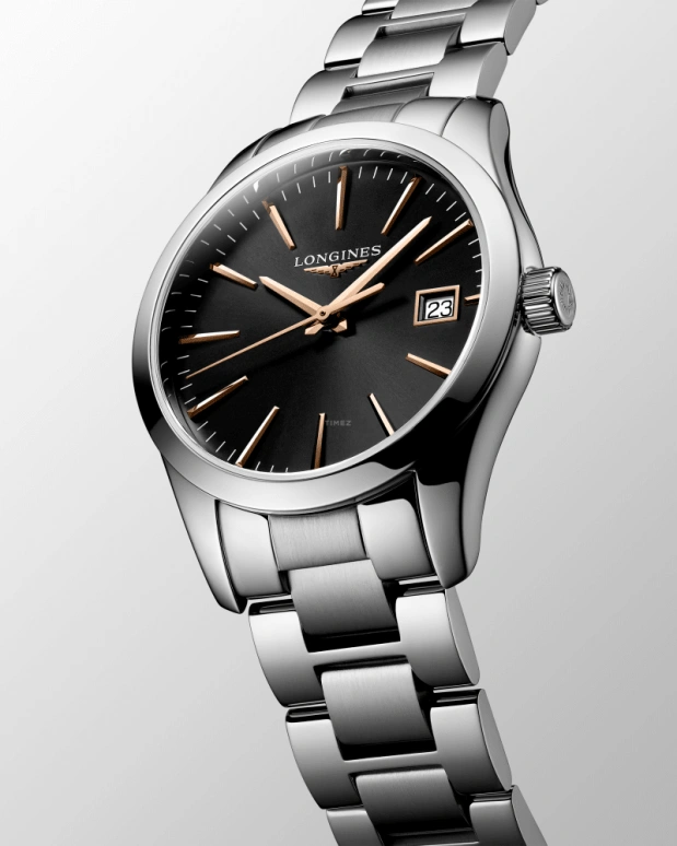 Longines,Conquest Classic 34mm,34mm,Stainless Steel,Black,Quartz,Date,26280hours,L2,L2.386.4.52.6