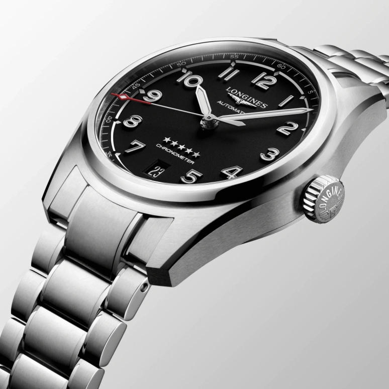 Longines,Spirit 37mm,37mm,Stainless Steel,Black,Automatic,Date,64hours,L3,L3.410.4.53.6