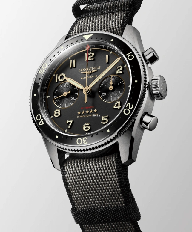 Longines,Other 42mm,42mm,Titanium,Ceramic,Smoky Coal,Automatic,Chronograph,Flyback,L3,L3.821.1.53.2