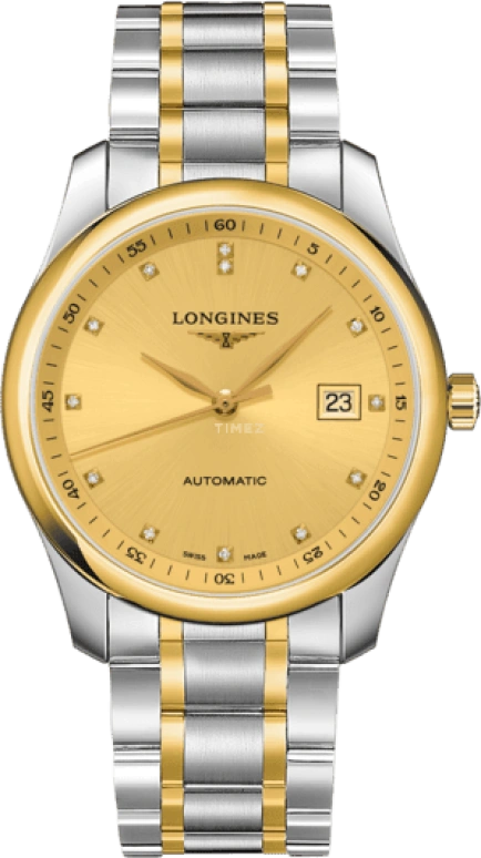 Longines,Master 40mm,40mm,Yellow Gold,Stainless Steel,Champagne,Automatic,Date,65hours,L2,L2.793.5.37.7