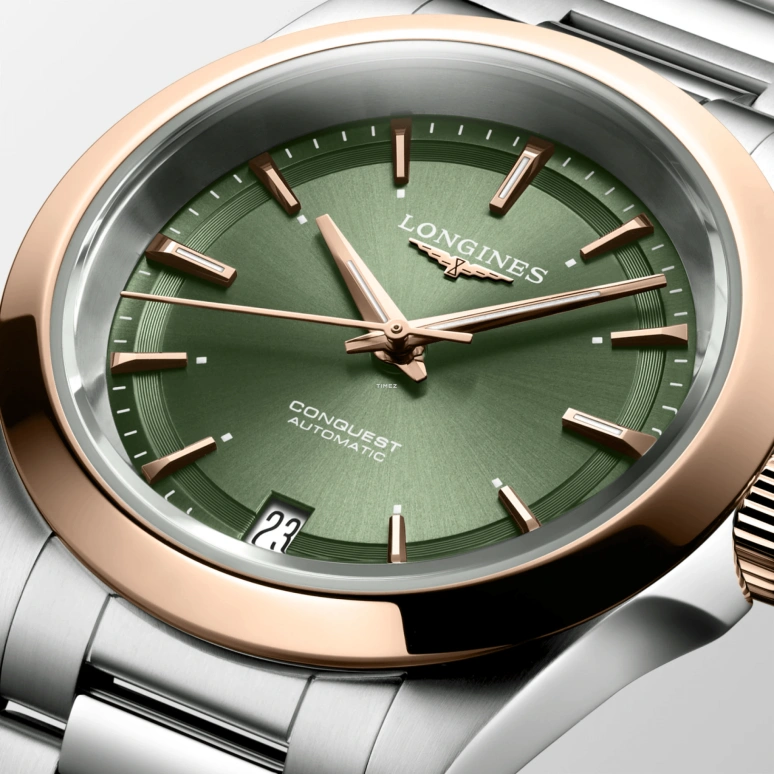 Longines,Conquest 34mm,34mm,Stainless Steel,Green,Automatic,Day,72hours,L3,L3.430.5.02.6