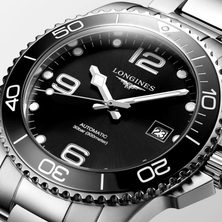 Longines,HydroConquest 41mm,41mm,Stainless Steel,Black,Automatic,Date,65hours,L3,L3.781.4.56.6