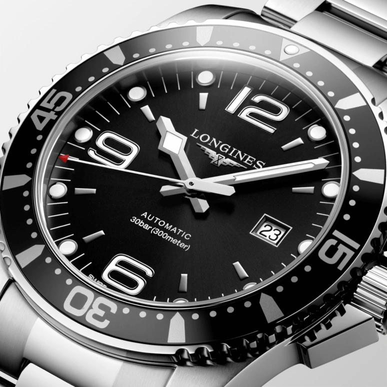Longines,HydroConquest 44mm,44mm,Stainless Steel,Black,Automatic,Date,65hours,L3,L3.841.4.56.6