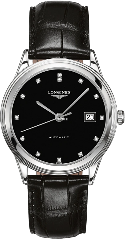 Longines,Flagship 38.50mm,38.50mm,Stainless Steel,Black,Automatic,Day,65hours,L4,L4.974.4.57.2