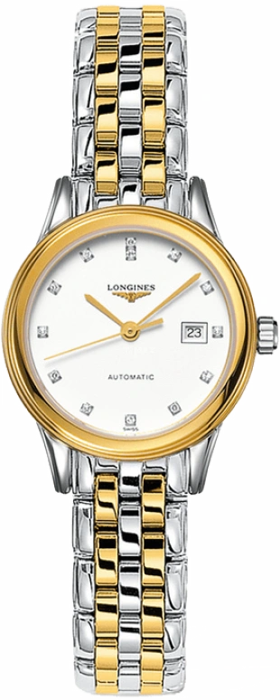 Longines,Flagship 30mm,30mm,Stainless Steel,White,Automatic,Date,40hours,L4,L4.374.3.27.7
