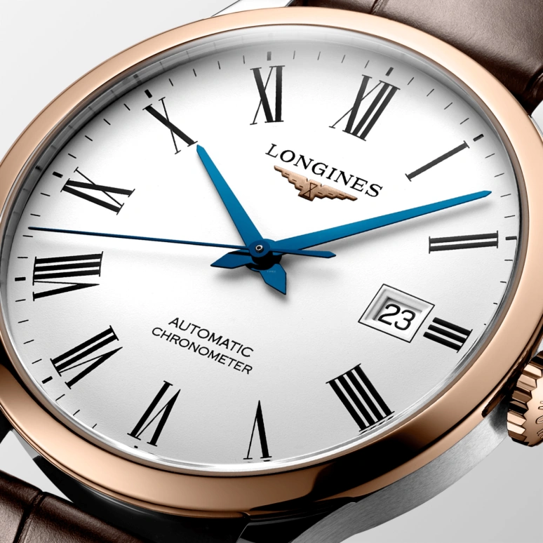 Longines,Record 40mm,40mm,Pink Gold,Stainless Steel,White,Automatic,Date,64hours,L2,L2.821.5.11.2
