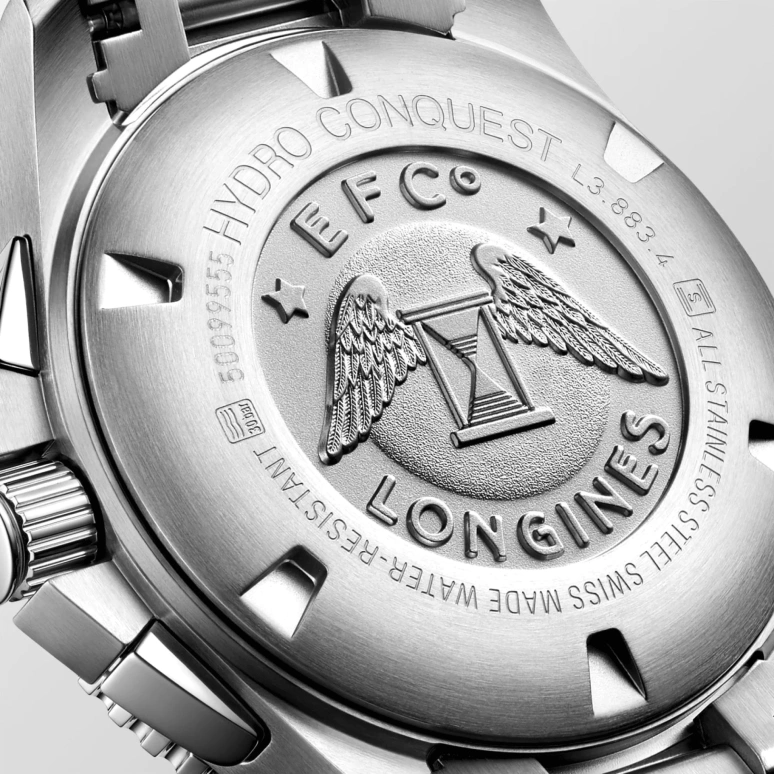Longines,HydroConquest 43mm,43mm,Stainless Steel,Black,Automatic,Chronograph,Day,L3,L3.883.4.56.6