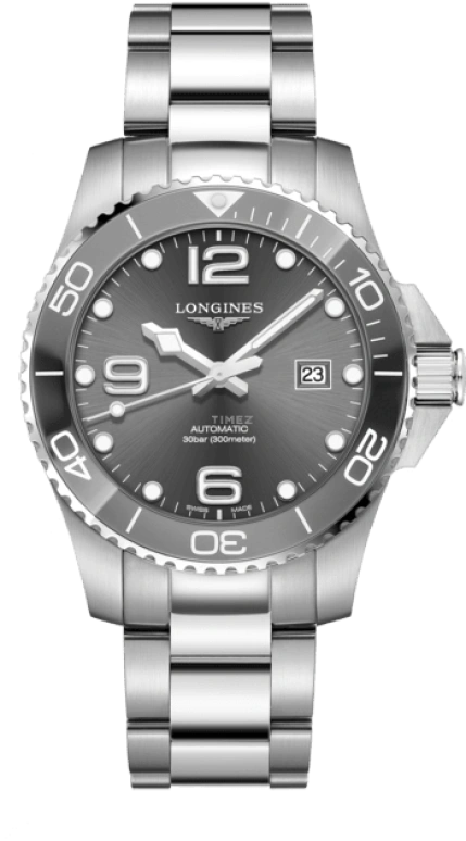 Longines,HydroConquest 43mm,43mm,Stainless Steel,Grey,Automatic,Date,65hours,L3,L3.782.4.76.6