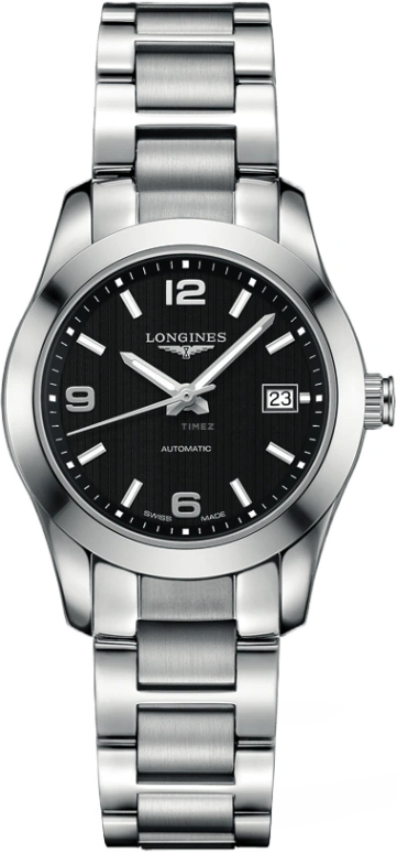 Longines,Conquest Classic 29.50mm,29.50mm,Stainless Steel,Black,Automatic,Date,40hours,L2,L2.285.4.56.6