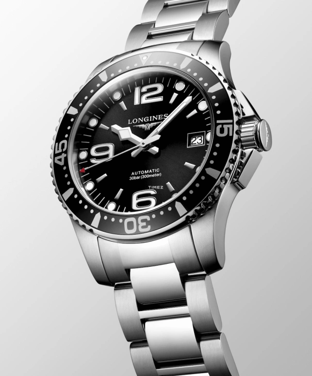 Longines,HydroConquest 39mm,39mm,Stainless Steel,Black,Automatic,Day,72hours,L3,L3.741.4.56.6