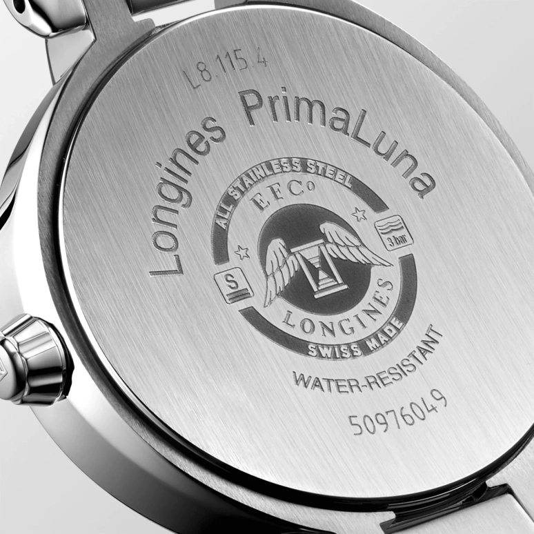 Longines,PrimaLuna 30.50mm,30.50mm,Stainless Steel,Blue,Quartz,Moonphase,Date,L8,L8.115.4.98.6